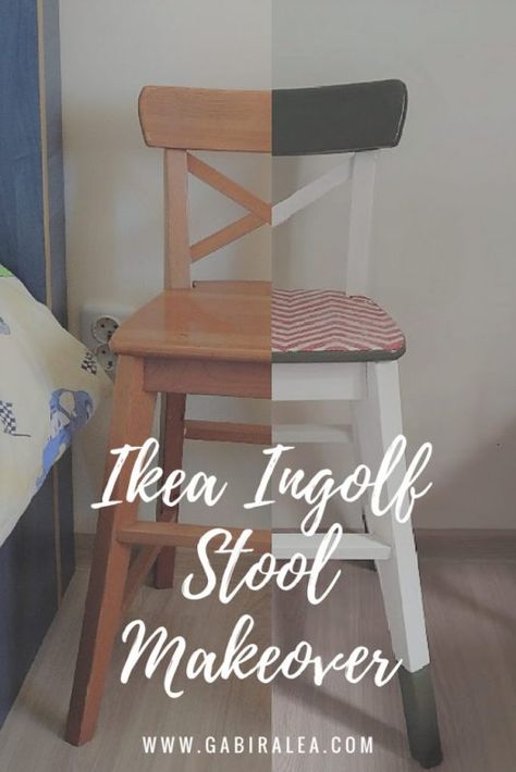 My Creative Makeover for an Ikea Ingolf Stool | Gabi Ralea DIY & DecorArtboard 1 Ingolf Ikea Hack, Ikea Ingolf Chair, Ingolf Bar Stool, Ikea Chair Makeover, Ingolf Chair, Painted Desks, Ikea Barstools, Ikea Paint, Desks Ideas