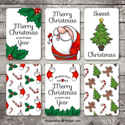 Set of hand drawn christmas and new year... | Free Vector #Freepik #freevector #christmas #christmas-tree #christmas-card #tree Freepik Christmas, Christmas Cards Drawing, Drawn Cards, Christmas Download, Christmas Doodles, Christmas Card Art, Homemade Christmas Cards, 카드 디자인, Christmas Card Crafts