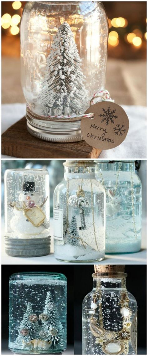 Personalized Snow Globe - 12 Magnificent Mason Jar Christmas Decorations You Can Make Yourself ขวดโหล Mason Jar, Mason Jar Christmas Decorations, Diy Gifts For Christmas, Jul Diy, Christmas Mason Jars, Christmas Jars, Navidad Diy, Jar Diy, The Jar