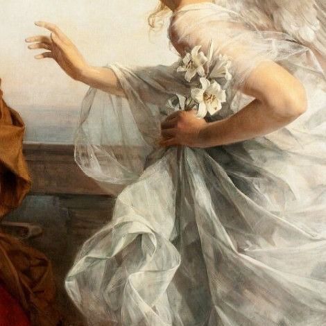 ave maria, rudolf bacher . . follow @estleich 💕 An Angel, A Woman, Angel, Flowers, White, Art