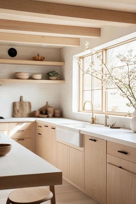 "Create a bright and airy space with a Scandinavian-Inspired Kitchen! 🍳🌿 Perfect for embracing minimalism, natural light, and clean lines. 🌟✨ #ScandinavianKitchen #MinimalistDecor #HomeInspiration" Nordic Cozy Interior, Small Airy Kitchen, Kitchens Scandinavian Style, Light Wood White Kitchen, Scandinavian Farmhouse Kitchen, Small Scandinavian Kitchen, Scandinavian Cabin Interior, Kitchen Scandinavian Style, Scandinavian Kitchen Ideas