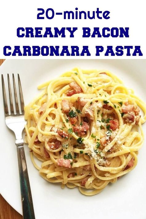 Carbonara No Egg, Cabanara Pasta, Bacon Carbonara Pasta, Cabonara Recipes, Creamy Bacon Carbonara, Chicken Carbonara Pasta, Creamy Carbonara, Bacon Carbonara, Recipes With Parmesan Cheese