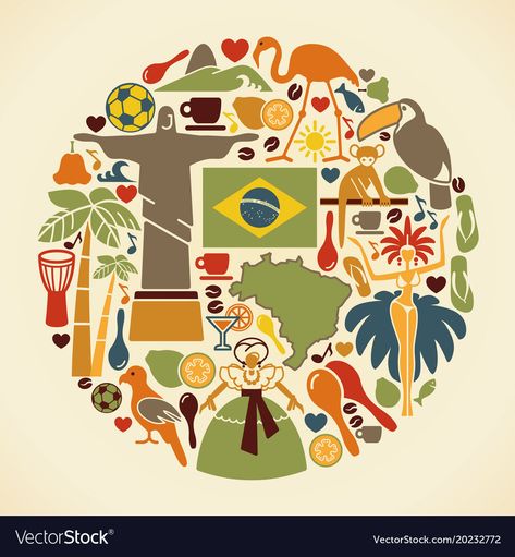 Brazil Culture, Brazil Art, Collage Design, Watercolor Pencils, World Cultures, The Nature, Graphic Design Inspiration, Banner Design, A Heart