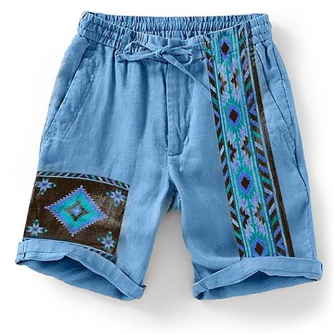 Daily Holidays, Mens Shorts Summer, Shorts Cargo, Ethnic Print, Blue Khakis, Shorts Casual, Shorts Summer, Plus Size Shorts, Type Of Pants