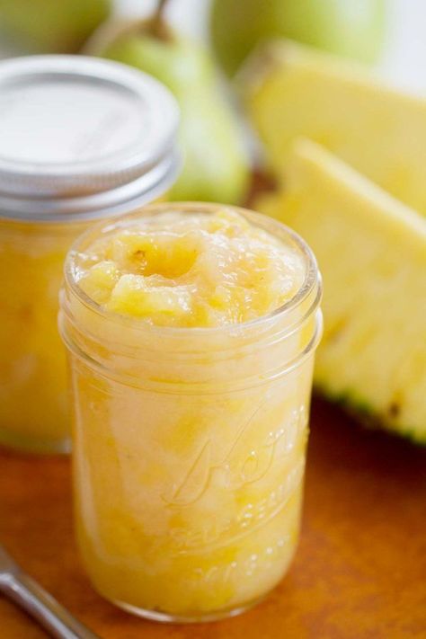 Perfectly sweet - this small batch Pear and Pineapple Jam is so much easier than you would think! Made from only a few ingredients, this jam is a perfect accompaniment to your breakfast or brunch. Pineapple Jam Recipe, Pear Recipe, Taste And Tell, Christmas Jam, Pineapple Jam, Pear Jam, Jam Recipes Homemade, Canning Jam, Diy Easy Recipes