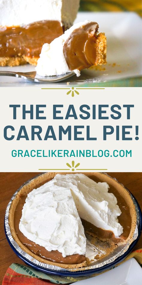 This Magic Caramel Pie recipe utilizes a unique cooking method to make a delicious, mouth-watering pie. It's thick and rich and full of flavor. | Caramel Pie | Cook in Can | Sweetened Condensed Milk | Eagle Brand Milk | Unique Pie Recipes | Thanksgiving PIe | Christmas Pie | #Pie #Caramel #EagleBrand #Recipes #Pies Easy Caramel Pie, La Lechera Recipes, Carmel Pie, Pie Recipes Thanksgiving, Pie Easy Recipe, Caramel Pie Recipe, Unique Pie Recipes, Eagle Brand Recipes, Recipe With Condensed Milk