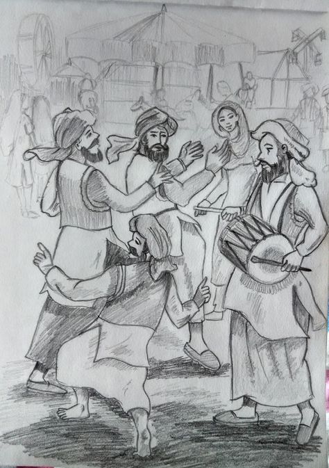 Holi celebrations. Pencil drawing done by my niece Radhika Kedia. People Celebrating Drawing, Holi Composition Drawing, Festival Composition Drawing, Indian Festival Memory Drawing, Holi Festival Drawing Sketch, Festival Drawing Indian, Holi Scene Drawing, Festival Memory Drawing, Holi Sketch