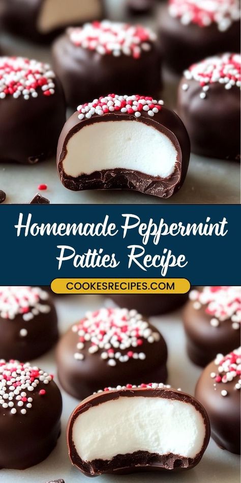 5 Ingredient Peppermint Patties, Easy Peppermint Fudge Recipe, Easy Peppermint Patties Recipe, Homemade Peppermint Pattys, Home Made Peppermint Patties, Simple Christmas Treats To Make, Homemade Christmas Sweets, Milk Chocolate Candy Recipes, Peppermint Patties Recipe Easy