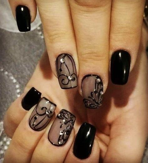 Lace Nail Design, Black And White Nail, Black And White Nail Art, Lace Nails, Grunge Nails, White Nail Art, Really Cute Nails, White Nail, Classy Nails