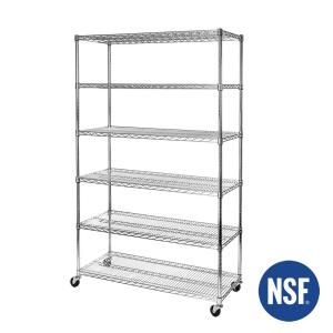 Seville Classics 48 in W x 18 in D x 72 in H, UltraDurable Commercial-Grade 6-Tier Steel Wire Shelving with Wheels-WEB563 - The Home Depot Wire Rack Shelving, Wire Storage Shelves, Layer Shelf, Metal Storage Shelves, Metal Shelving, Wire Shelving Units, Organizing Wires, Garage Organize, Steel Shelving