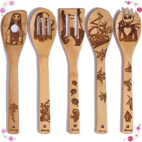 Decoracion Star Wars, Bamboo Cooking Utensils, Wooden Cooking Utensils, Burned Wood, Bamboo Utensils, Wooden Spatula, Kitchen Cooking Utensils, Halloween Kitchen, Cooking Utensils Set