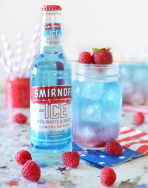 Smirnoff™ Ice Red, White & Berry Lemonade Red White Blue Drink, Smirnoff Drinks, Smirnoff Red, Holiday Deserts, Patriotic Drinks, Festive Cocktail Recipes, Patriotic Cocktails, Berry Lemonade, Italian Cream Soda