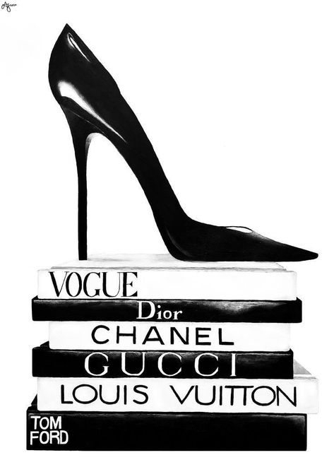 Ysl Poster Design, Luxury Poster Design Graphics, Vogue Paintings, Black And White Posters Printable, Posters Vogue, Vogue Painting, Prada Poster, Fashion Wall Art Printables, Foto Muro Collage