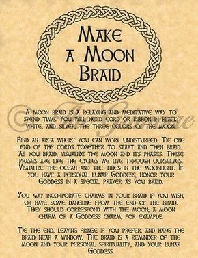 Moon Braid, Wiccan Crafts, Moon Spells, Pagan Crafts, Wiccan Witch, Eclectic Witch, Magick Spells, Wiccan Spell Book, Book Of Shadow