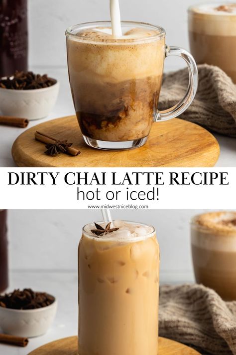 Coffee And Chai Tea, Chi Coffee Recipe, Sweet Espresso Drinks, Copycat Starbucks Chai Tea Latte, Chi Latte Recipe Homemade, Starbucks Espresso Drinks Recipes, Espresso Latte Recipes, Chai Latte Recipe Starbucks, Chi Latte Recipe