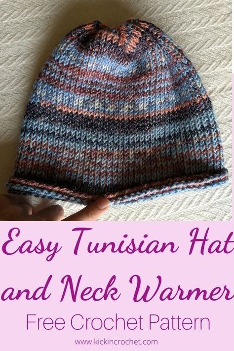 Couture, Tunisian Cowl Pattern Free, Crochet Hat That Looks Knitted, Tunisian Hat Pattern, Tunisian Crochet Hat Patterns Free, Tunisian Crochet In The Round Projects, Cool Crochet Hats Free Pattern, Tunisian Crochet Cowl Pattern Free, Tunisian Crochet Hat In The Round