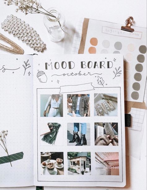 #bulletjournal #mood #bujo #journal #ideas #moodboards #bulletjournalideas #planner Mood Board Journal Ideas, Dairy Design Ideas Journal, Bujo Vision Board Ideas, Mood Boards Journal, Bujo Setup Ideas, Mood Board Journal, Moodboard Inspiration Mood Boards Ideas, Bujo Journal Ideas, Journal Moodboard