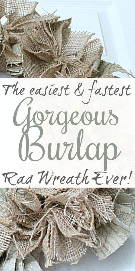 If you are looking for a really quick DIY project that will add a huge impact to your home, I would definitely give this easy Burlap Rag Wreath a try! Natal, Dollar Tree Infinity Love Wreath Form, Rustic Wreath Ideas, Farmhouse Wreath Diy, Large Wreaths, Burlap Flower Tutorial, Rag Wreath Tutorial, Pool Noodle Wreath, Easy Burlap Wreath