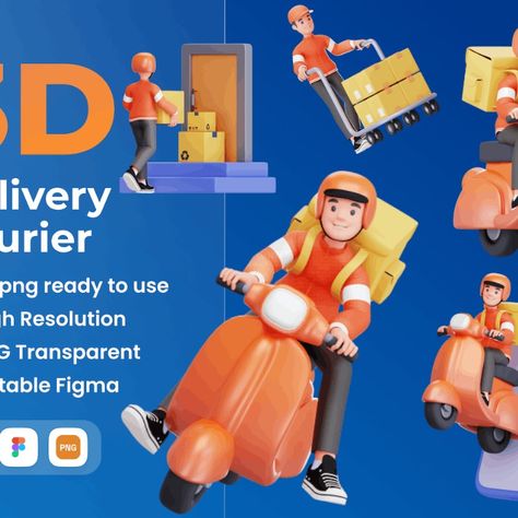 Delivery Courier 3D Illustration Service Illustration, Ui Patterns, Courier Service, Creative Advertising, 3d Illustration, Illustrator