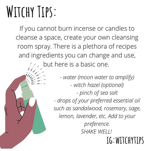 Essential Oil Recipes Witchcraft, Wicca Essential Oils, Cleansing Wash Witchcraft, Cleansing Without Incense, Cleansing Spray Witchcraft Diy, Essential Oils For Witchcraft, How To Cleanse Without Incense, What To Do With Incense Ashes, Witchcraft Spray