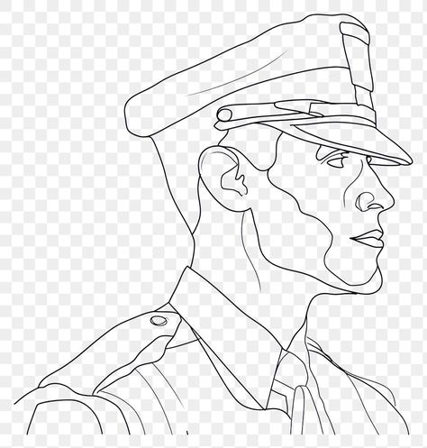 Policeman Drawing, Army Drawing, Cartoon Face, Continuous Line Drawing, Cartoon Sketches, Png Text, Continuous Line, Policeman, Sketch Art