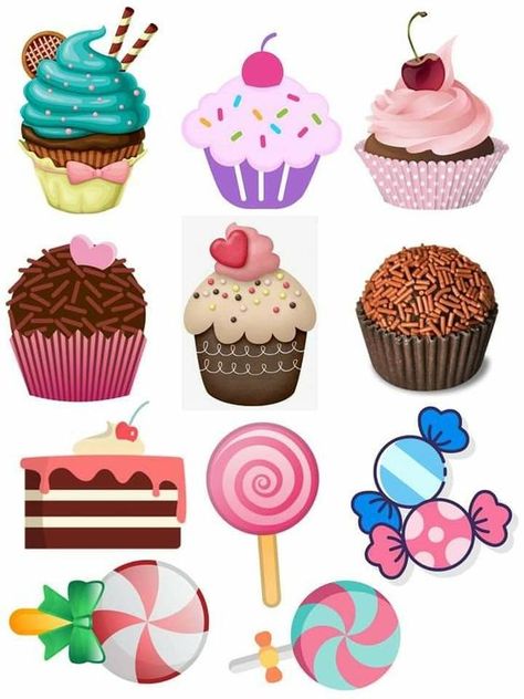 Candy Cupcake Toppers, Ice Cream Cake Topper Printable, Candy Land Cake Topper Printable, Candyland Cake Topper Printable, Candyland Printable, Candy Land Cupcakes, Disney Princess Cake Topper, Cupcakes Wallpaper, Candy Toppers