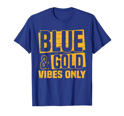 PRICES MAY VARY. Blue & Gold Vibes Only. Wear this Blue and Gold matching apparel to show your home team pride for the local football, baseball, softball, volleyball or basketball team. Great for sports team trips and tournaments. Blue Team Cheerleaders Matching Apparels Home team pride for your football, basketball, softball, or volleyball team. Get this design to wear to the next home game on Friday night or Saturdays. Great for a blue out at the stadium or for a matching family group tee for School Shirt Designs, School Spirit Wear, Football Cheerleaders, School Spirit Shirts, Spirit Shirts, High School Football, Group Shirts, Volleyball Team, Football T Shirt