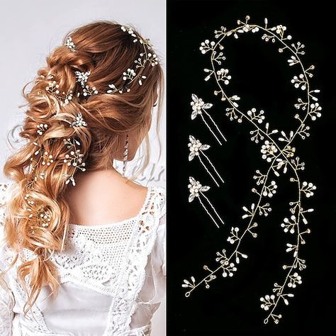 Bride Hair Vine, Vine Headband, Wedding Hairstyles And Makeup, Crystal Hair Vine, Crystal Hair Accessories, Bridal Wedding Hair, Hair Accessories Set, Bride Hair Accessories, Bridal Hair Vine