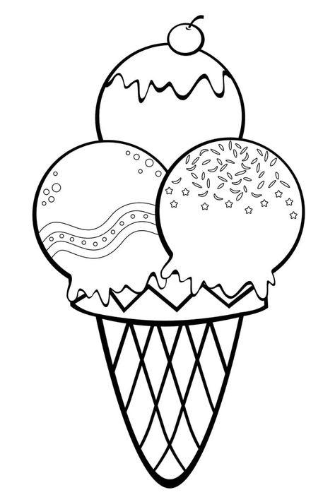 Beginner Drawing Lessons, Alphabet Crafts Preschool, Ice Cream Coloring Pages, Free Kids Coloring Pages, Preschool Coloring Pages, Summer Coloring Pages, Disney Coloring Pages, An Ice Cream, Cute Coloring Pages