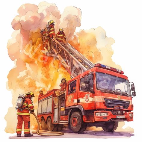 Fire Truck Sketch, Fire Fighter Aesthetic, Firefighter Drawing, Fire Truck Drawing, Fireman Art, Firefighter Clipart, Firefighter Life, Becoming A Firefighter, Fire Fighter Tattoos