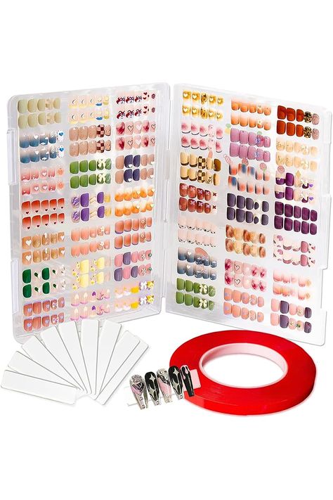 Large Clear Press on Nails Storage Box, Empty Press on Nails Packaging Box Set with 10m Double-sided Adhesive Tape and 50 Arcylic Nail Display Stand Can Be Used to Store and Store Personal Items Press On Nails Packaging, Clear Press On Nails, Nails Packaging, Nail Organization, Nail Display, Matte Nail Polish, Transparent Nails, Double Sided Adhesive Tape, Makeup Bag Organization