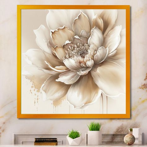 Winston Porter Cream White Flower - Print on Canvas | Wayfair Drawing Room Decor, Acrylic Wall Decor, Metal Wall Sculpture, Mural Floral, Gold Picture Frames, Art Flowers, Art Painting Acrylic, Arte Floral, Acrylic Wall Art