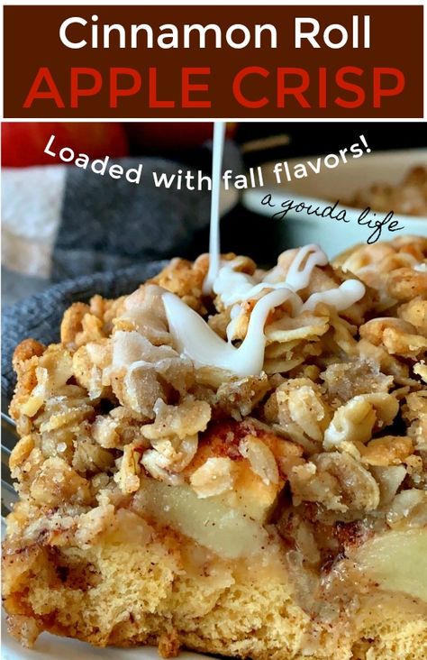 Cinnamon Roll Apple Crisp Recipe, Cinnamon Roll Apple Crisp, Apple Crisp With Cinnamon Roll Crust, Apple Crisp With Cinnamon Rolls, Apple Crisp Cinnamon Rolls, Apple Pie Cinnamon Roll Bake, Cinnamon Roll Apple Cobbler, Apple Cinnamon Roll Bake, Cinnamon Roll Crust