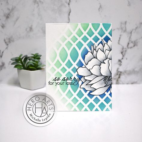 One Layer Cards Ideas, Easy Cards Handmade, Handmade Sympathy Cards, Stenciled Cards, One Layer Cards, Stencil Cards, Paper Projects Diy, Cardmaking Tutorials, Layered Cards