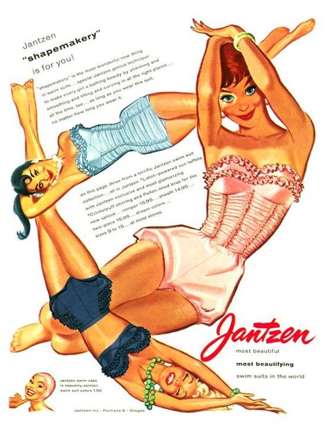 Peter Hawley, courtesy of cartoonretro.tumblr.com Vintage Bathing Suit Patterns, Jantzen Swimwear, Vintage Bathing Suits, Vintage Swimsuit, Fashion 1950s, Vintage Swimwear, Vintage Swimsuits, Vintage Pin Up, Vintage Beach