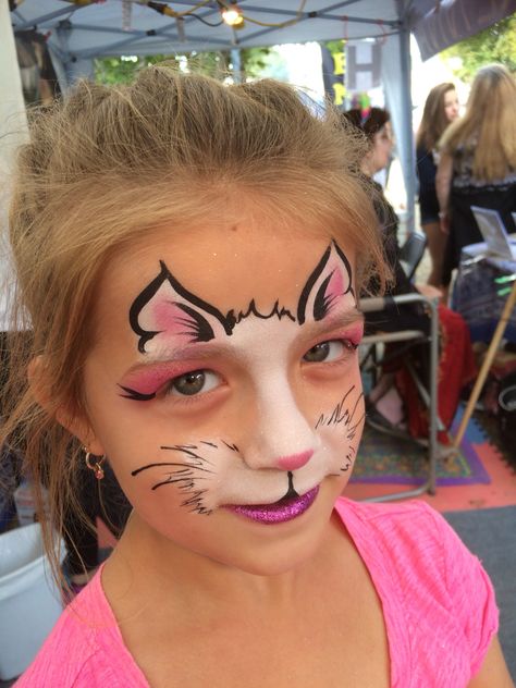 Painted by "Z" of "Z" Face & Body Art at the Durham Fair 2015 Cat Face Paint Easy, Cat Face Paint, Kitty Face Paint, Animal Face Paintings, Cats Face, Girl Face Painting, Face Painting Easy, Face Paints, Kids Face Paint