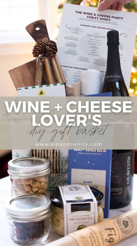 Wine Cheese Party, Cheese Board Diy, Cheese Gift Baskets, Cheeseboard Gift, Perfect Gift Basket, Cheese Lover Gifts, Cheese Labels, Wine And Cheese Party, Cheese Gifts