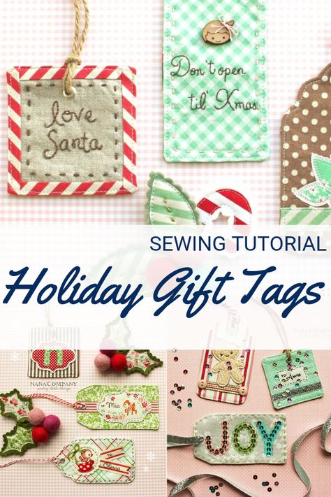 Quilted Gift Tags Diy, Diy Reusable Christmas Gift Tags, Sewn Gift Tags, Fabric Gift Tags Diy, Felt Gift Tags, Fabric Gift Tags, Reusable Gift Tags, Sewing With Scraps, Free Holiday Gift Tags