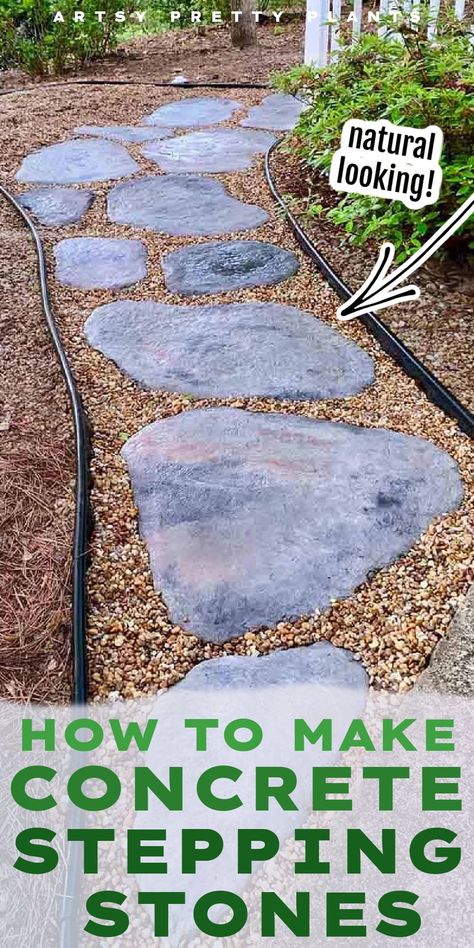 Learn how to make concrete stepping stones that look like natural fieldstone. Make the stone molds using vinyl straps, then shape and add colorant to customize them for your yard. This is a great way to build an outdoor path with DIY stepping stones. Diy Concrete Stepping Stones, Diy Stepping Stones, Concrete Molds Diy, Stepping Stone Walkways, Front Path, Stepping Stone Molds, Concrete Stepping Stones, Stepping Stones Diy, Outdoor Path