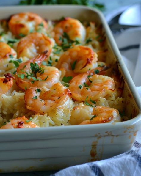 Delish! Need to make 2 of these next time! Baked Shrimp Casserole Cooktop Cove, Shrimp Already Cooked Recipes, Easy Shrimp Bake, Ideas For Shrimp Easy Dinners, Cod And Shrimp Recipes Dinners, Recipes Using Tiny Shrimp, What To Do With Shrimp For Dinner, Easy Shrimp Dinners For Two, Easy Shrimp Dishes Dinners