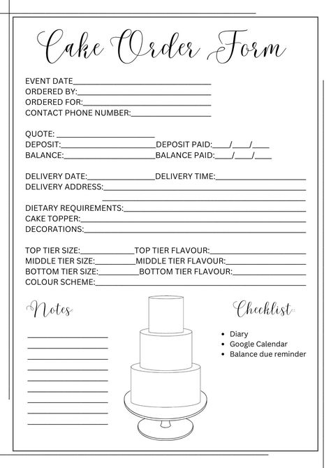 After many years in the cake making industry some things I have found very helpful, I would like to now share with you! The next generation of cake creators.  Use my easy, beautiful planners to elevate your business. Cake Business Plan, Cake Order Form, Cake Sizes And Servings, Cake Order Forms, Home Bakery Business, Cake Pricing, Baking Business, Cake Making, Cake Sizes