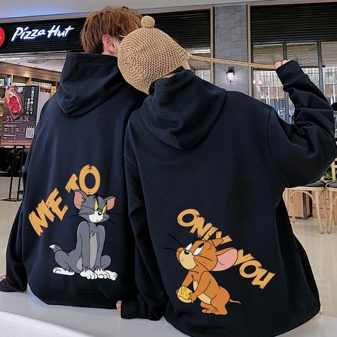 Tom and Jerry Couple Hoodie, Kawaii Clothing, Kawaii Fashion, Kawaii Outfits, Anime Hoodie, Kawaii Hoodie, Cartoon Hoodie, Hot, New, Trend Material:COTTON Pattern Type:Print Fit:Fits ture to size Thickness:Thick Crop Top, Women Fashion Summer Top, Best Match for Shorts, Skirts, Jeans and Leggings Pants. lightweight, soft and breathable; No lining Casual and elegant ,Evening Party Club Tops, Party Wear or Casual Daily Wear.Perfect for beach, vacation or daily wear. Washing Suggestion: Hand wash c White Toms, Kawaii Hoodie, Mens Pullover Sweater, Cartoon Tops, Couples Sweaters, Black Toms, Matching Hoodies, Stylish Hoodies, Couples Sweatshirts