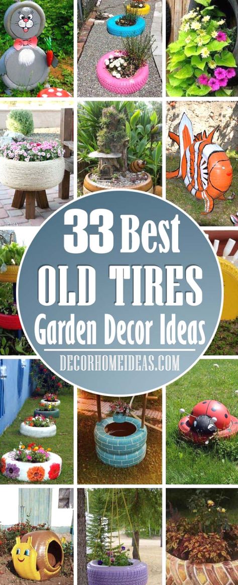 Garden Ideas Using Old Tires, Painted Tires, Tire Craft, Tire Garden, Whimsical Garden Art, Tire Art, Unique Garden Decor, Tyres Recycle, Recycled Garden