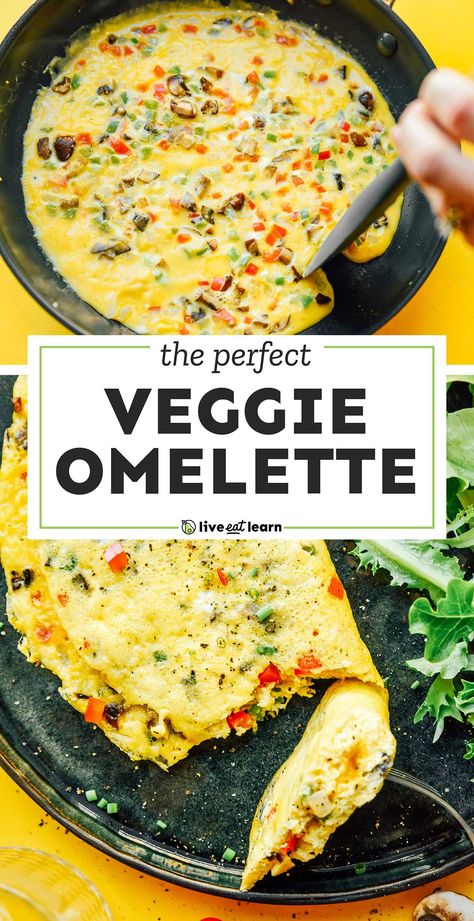 Easy Veggie Omelette, Healthy Egg Omelette, Best Veggie Omelette Recipe, Easy Healthy Omelette, Vegetable Egg Scramble, Omelet With Vegetables, Dairy Free Omlet Recipes, Egg Recipes Vegetarian, Pepper And Onion Omelette