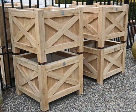 Wood Planters Outdoor, Wood Box Planter, Picket Projects, Farmhouse Planters, Wood Planter Boxes, Wood Flower Box, Detroit Garden Works, Square Planter Boxes, Diy Table Legs