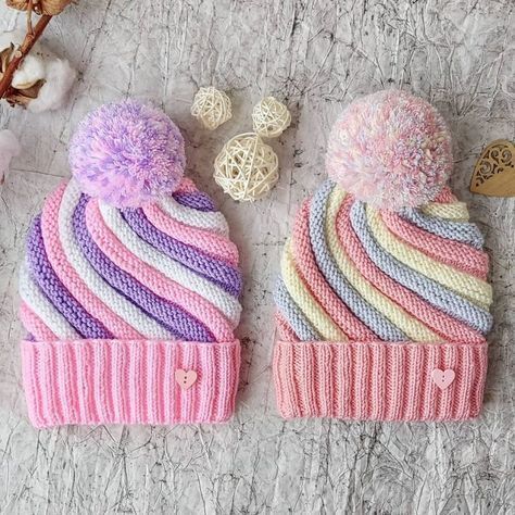 Marshmallow Swirled Ski Cap Free Pattern Swirled Ski Cap Pattern Free Knitting, Knitted Hat Patterns Free Women, Crochet Hats Free Pattern Ladies, Swirl Hat, Kids Hats Patterns, Baby Hat Knitting Patterns Free, Girls Knit Hat, Beanie Knitting Patterns Free, Kids Knitting Patterns