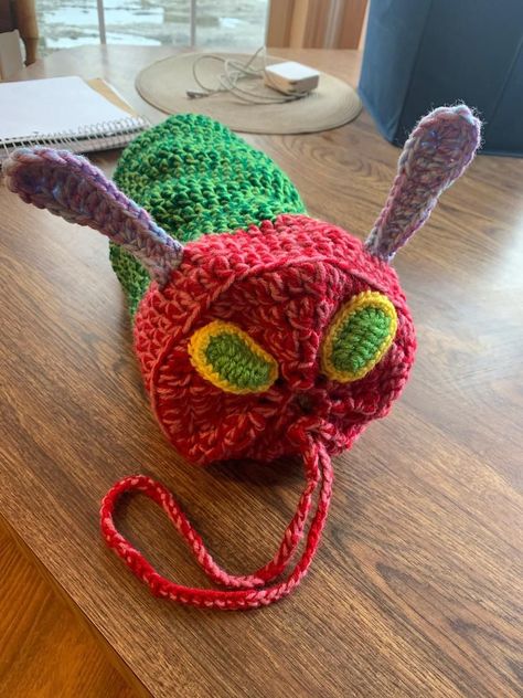 Hungry Caterpillar Storytime Toy Crochet Pattern | Etsy Veggie Tales Crochet, Very Hungry Caterpillar Crochet Pattern, Crochet Hungry Caterpillar Pattern Free, Free Hungry Caterpillar Crochet Pattern, The Very Hungry Caterpillar Crochet, Hungry Caterpillar Crochet Pattern Free, Crochet For Classroom, Crochet Hungry Caterpillar, Very Hungry Caterpillar Crochet