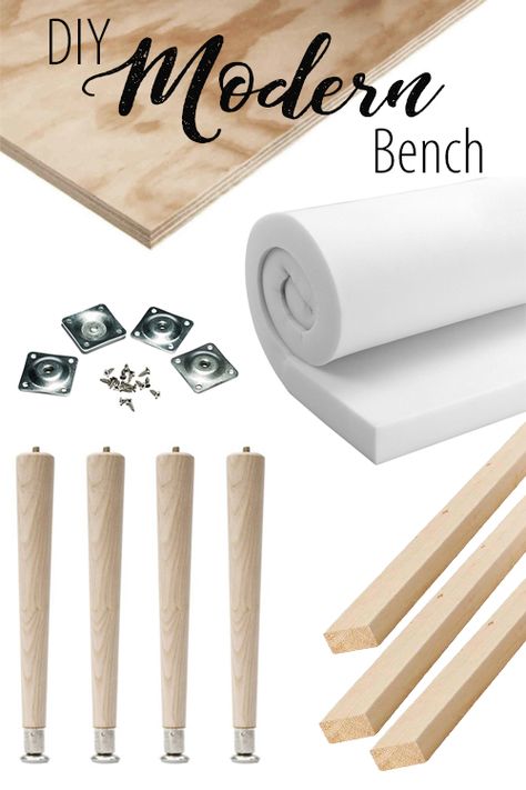 How to build a modern bench! #diy #bench #diybench #uphosteredbench #blackandwhite #blackandwhitebench #entryway #coatrack #mudroom Modern Bench Diy, Entryway Diy, Making A Bench, Saved Money, Diy Entryway, Bench Diy, Diy Bench, Fabric Boxes, Bedroom Bench