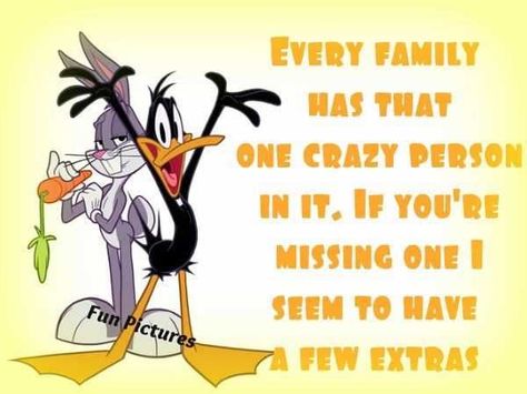 Every Family Has That One Crazy Person quotes family quote family quote family quotes funny quotes looney tunes funny saying Crazy Family Quotes, Looney Tunes Funny, Crazy Cousins, Cousin Quotes, Family Quotes Funny, Crazy Person, Quotes Family, Weird Words, Quotes By Authors