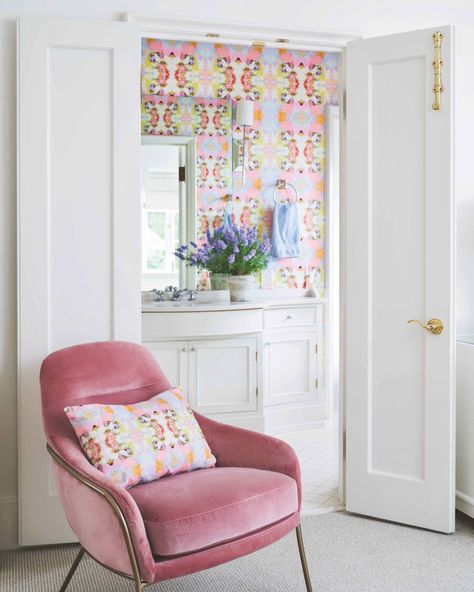 With designs like these, throw pillows, wallpaper, and more become intriguing opportunities for adding art to your home! Follow the link to meet the artist behind them! (📷: Laura Sumrak, Textiles by Laura Park Design) https://bit.ly/3B4wQFp Laura Park Designs, Park Wallpaper, Wallpaper Display, Laura Park, Pink Duvet, Pink Duvet Cover, Park Designs, Pastel Pattern, How To Install Wallpaper